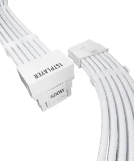 1stPlayer модулен кабел Custom Sleeved Modding Cable White - PCIe 5.0 12VHPWR M/M -