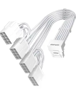 1stPlayer удължителен кабел Custom Sleeved Modding Cable White - 4 x PCIe 8-pin to 12VHPWR -
