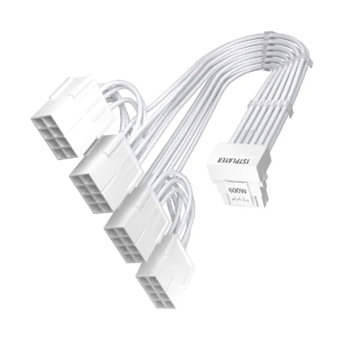 1stPlayer удължителен кабел Custom Sleeved Modding Cable White - 4 x PCIe 8-pin to 12VHPWR -