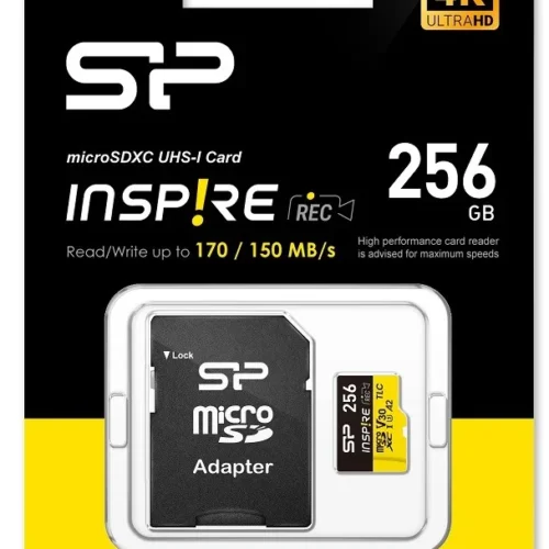 Alternative view of Silicon Power памет card microSDXC Inspire 256GB UHS-I U3 A2 V30 4K TLC