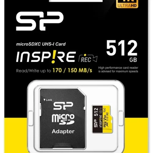 Alternative view of Silicon Power памет card microSDXC Inspire 512GB UHS-I U3 A2 V30 4K TLC