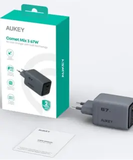 Alternative view of AUKEY Comet Mix 3 мрежово зарядно 67W 3xUSB PA-C3