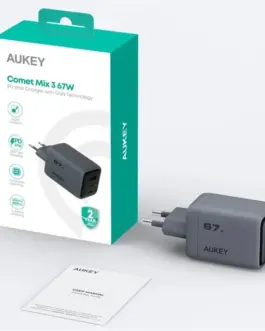Alternative view of AUKEY Comet Mix 3 мрежово зарядно 67W 3xUSB PA-C3