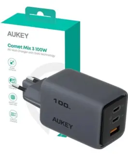 AUKEY Comet Mix 3 мрежово зарядно PA-C5 3xUSB (2xUSB-C i 1xUSB-A) 100W 5A QC5.0 PD3.0 AFC PPS FCP SCP
