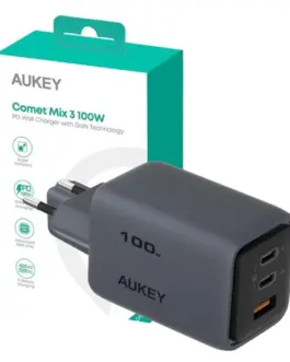 AUKEY Comet Mix 3 мрежово зарядно PA-C5 3xUSB (2xUSB-C i 1xUSB-A) 100W 5A QC5.0 PD3.0 AFC PPS FCP SCP