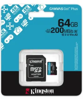 Alternative view of Kingston microSD 64GB CanvasGo! Plus 200MB/s A2 U3 V30 + адаптер