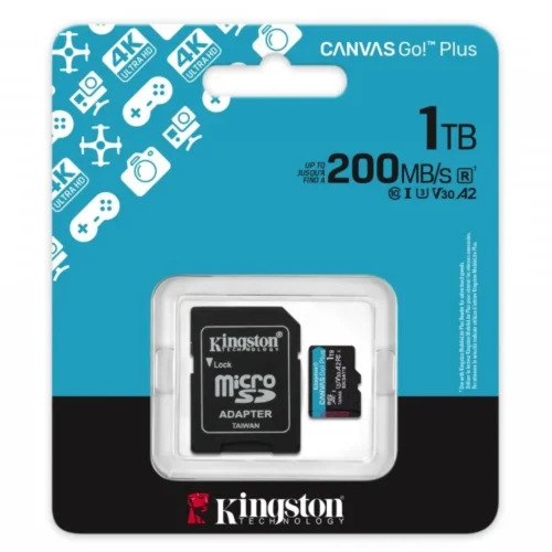 Alternative view of Kingston microSD 1TB CanvasGo! Plus 200MB/s A2 U3 V30 + адаптер