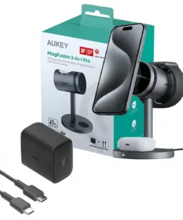 AUKEY Cooling 3in1 Wireless зарядно LC-MC311A 15W Qi2 MagSafe + 30W PD Power адаптер