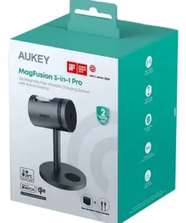 Alternative view of AUKEY Cooling 3in1 Wireless зарядно LC-MC311A 15W Qi2 MagSafe + 30W PD Power адаптер
