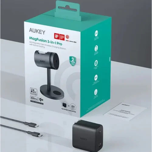 AUKEY Cooling 3in1 Wireless зарядно LC-MC311A 15W Qi2 MagSafe + 30W PD Power