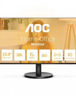 AOC Monitor 23.8 inches 24B3QA2 IPS 120Hz HDMI DP VGA Speakers