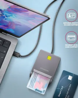 Alternative view of AXAGON CRE-SM3TC smart card reader USB-C 1.2m кабел