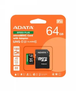 Adata microSD Speed Plus card 64GB UHS1 U3 V30 A2 160/140 MB/s