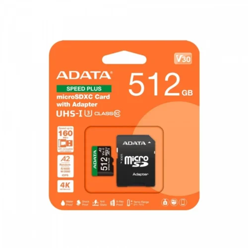Adata microSD Speed Plus card 512GB UHS1 U3 V30 A2 180/160 MB/s