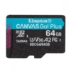 Kingston памет card microSD 64GB Canvas Go! Plus 200MB/s A2 U3 V30