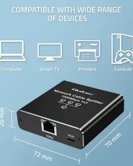 Alternative view of Qoltec Splitter Ethernet mini SWITCH 1x3 RJ45 USB C
