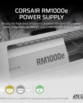 Alternative view of Corsair RM1000e бял 80+GOLD F.MODULAR ATX3.