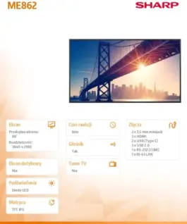 Sharp Monitor wielkoformatowy ME862 86 инча UHD 450cd/m2 18/7