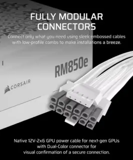 Corsair PSU RM850e бял 80+GOLD F.MODULAR ATX3.1