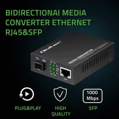 Alternative view of Qoltec Media конвертор SWITCH Ethernet 1x RJ45 1x SFP