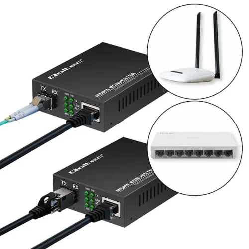 Qoltec Media конвертор SWITCH Ethernet 1x RJ45 1x SFP