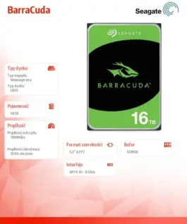 Seagate HDD BarraCuda 16TB 3.5 inches ST16000DM001