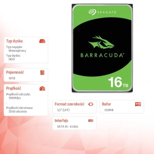 Seagate HDD BarraCuda 16TB 3.5 inches ST16000DM001