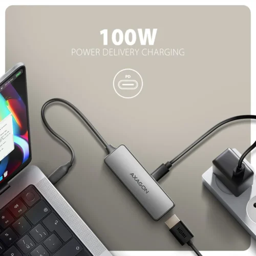 AXAGON RVC-HI8KPD USB-C HDMI 8K адаптер ALU PD 100W
