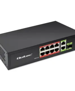 Qoltec SWITCH 8x RJ45 PoE 2x RJ45 Uplink 1x SFP