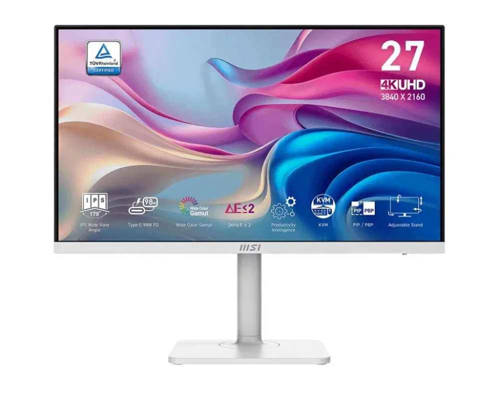 MSI Monitor 27 inches Modern MD272UPHW LED/UHD/Flat/60Hz/бял