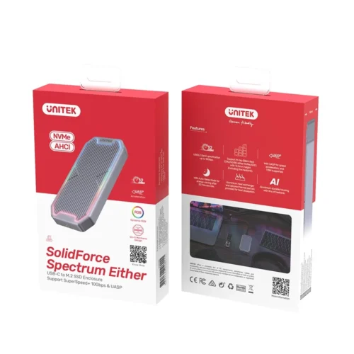 Alternative view of Unitek Enclosure M.2 NMVe/SATA, 10 Gbps, RGB, S1210B