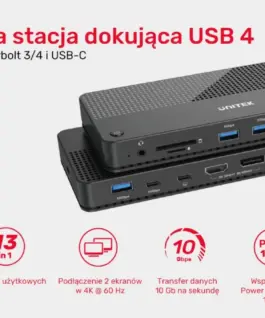 Alternative view of Unitek Dock station 12in1, USBC ,HDMI 2.1,USB 4, D1079A