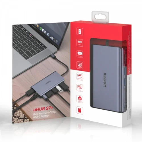 Alternative view of Unitek HUB USB-C 2x USB 3.1, HDMI,DP, RJ45, SD,D1056