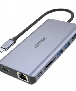 Unitek HUB USB-C 2x USB 3.1 HDMIDP RJ45 SD;D1056