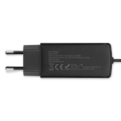 Qoltec 65W GaN зарядно 5V 20V 3A 3.25A USB C 3.1