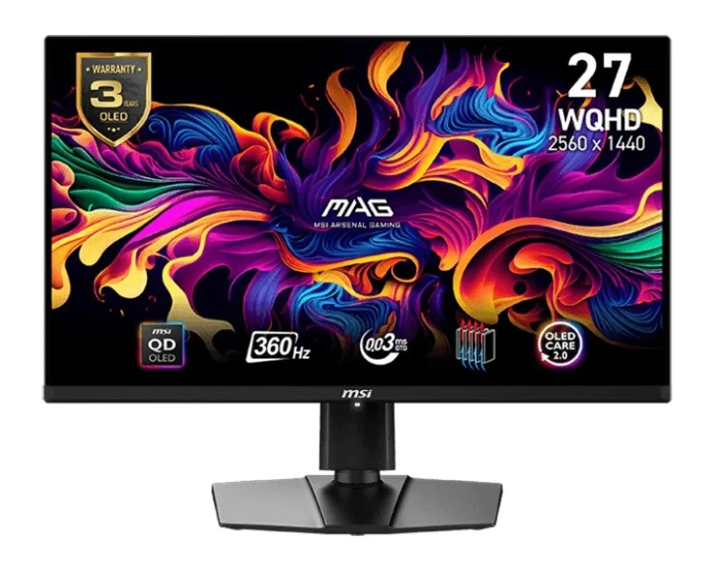 MSI Monitor 26.5 inches MAG 271QPX QD-OLED LED/WQHD/FLAT/360Hz/черен