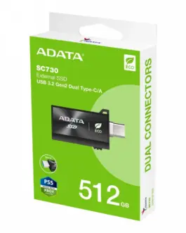 Alternative view of Adata външен SSD SC730 512G USB 3.2C/A 600/600MB/s черен
