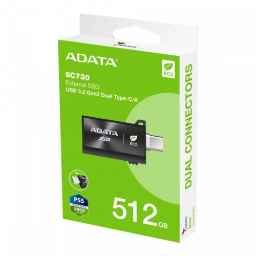 Alternative view of Adata външен SSD SC730 512G USB 3.2C/A 600/600MB/s черен