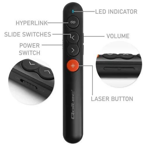 Qoltec Laser pointner presenter 4in1 USB 3.0 2.4GHz 30m