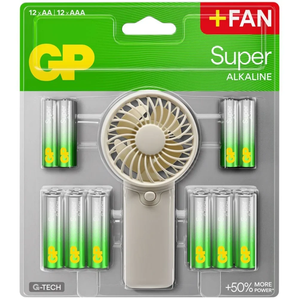 GP SUMMER PACK Алкални батерии  Super AA x 12 бр. + Super AAA x 12 бр. + Fan/ Вентилатор/  GP