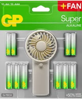 GP SUMMER PACK Алкални батерии Super AA x 12 бр. + Super AAA x 12 бр. + Fan/ Вентилатор/ GP
