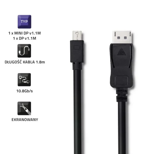 Qoltec Cabel Mini DisplayPort v1.1/ DisplayPort v1.1 | 1080P | 1