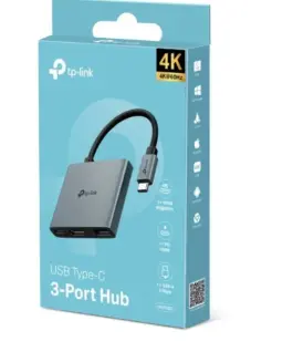 Alternative view of TP-LINK Hub USB Type-C 3-Port UH3020C 1 × USB-C Connector,1 × HDMI 4K 60Hz Port,1 × USB-C PD 100W Port,1 × USBFEATURE