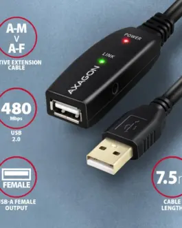 Alternative view of AXAGON ADR-207 USB 2.0 A-M - A-F akt. 7m Кабел