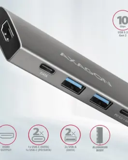 Alternative view of AXAGON HMC-5G21 10Gbps hub 5in 1 HDMI + 2x USB-A/USB-C
