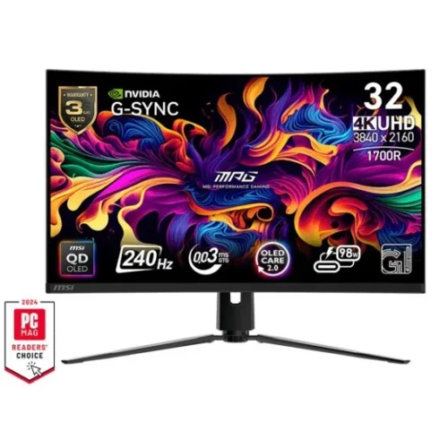 MSI Monitor MPG 321CURX QD-OLED/31.5 cala/LED/UHD/Curv/240/черен