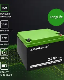Alternative view of Qoltec Battery AGM 12V 24Ah max. 7.2A