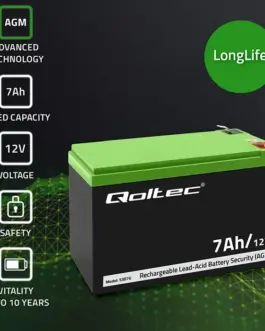 Alternative view of Qoltec AGM battery 12V 7Ah, max. 105A, Securit