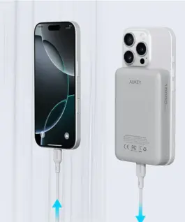 AUKEY PB-MS04 бял Qi2 външна батерия 10000mAh 20W| MagSafe PD