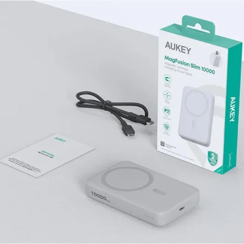 AUKEY PB-MS04 бял Qi2 външна батерия 10000mAh 20W| MagSafe PD